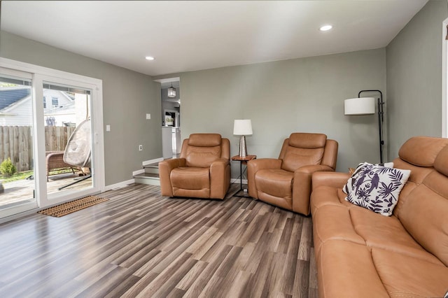 4892 N Mohawk Ave, Glendale, WI 53217 - living room featuring wood finished floors, recessed lighting, and baseboards