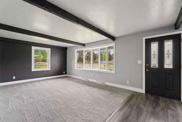 1523 N Lynndale Dr, Appleton, WI 54914 - entryway with baseboards, beam ceiling, and wood finished floors