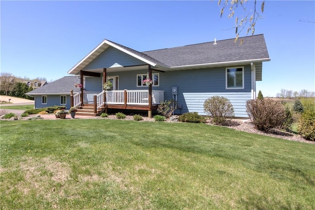 1816 186th St, Chippewa Falls, WI 54729 - single story home with covered porch, a front lawn, and roof with shingles
