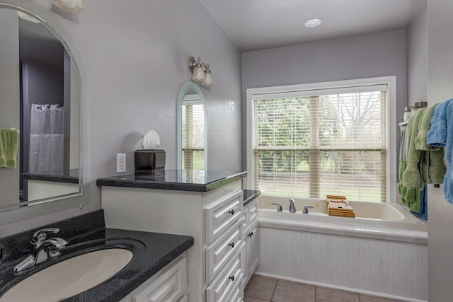 141 Cavil Way, De Pere, WI 54115 - bathroom featuring a bath, vanity, and tile patterned floors