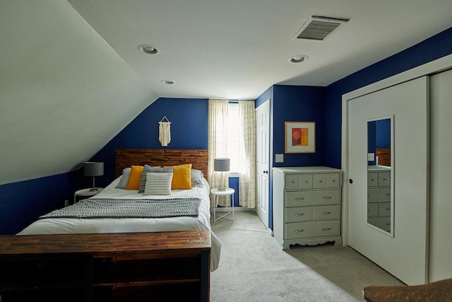 1605 E Webster Pl, Milwaukee, WI 53211 - bedroom featuring light colored carpet, lofted ceiling, and recessed lighting