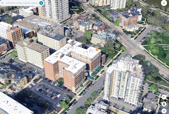 1028 E Juneau Ave Unit 204-206, Milwaukee, WI 53202 - aerial overview of property's location featuring nearby urban area