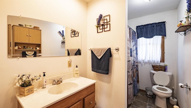 E4347 E Gate Dr, Waupaca, WI 54981 - bathroom with toilet, vanity, and curtained shower