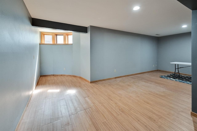 69 Ponwood Cir, Madison, WI 53717 - basement with wood finished floors, recessed lighting, and baseboards