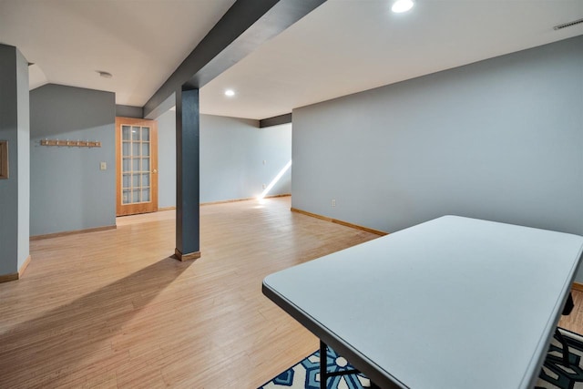 69 Ponwood Cir, Madison, WI 53717 - office area featuring baseboards, wood finished floors, and recessed lighting