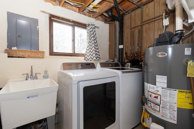 1120 Alva St, Menasha, WI 54952 - washroom featuring gas water heater, independent washer and dryer, and electric panel