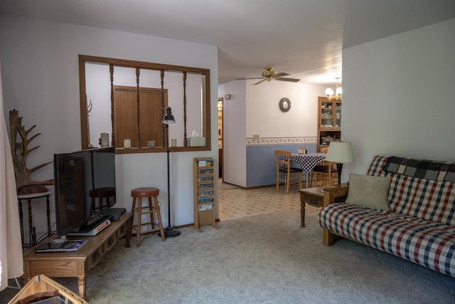 1656 Czech Dr, Friendship, WI 53934 - carpeted living room with a ceiling fan, a chandelier, and baseboards