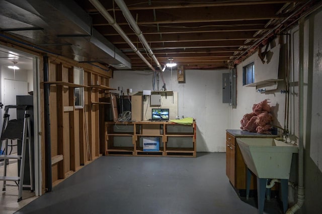 1656 Czech Dr, Friendship, WI 53934 - unfinished basement featuring electric panel and a sink