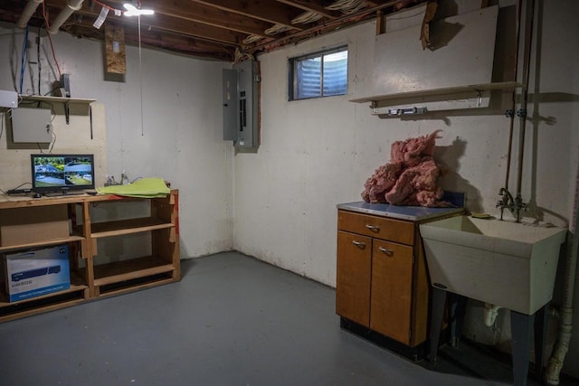 1656 Czech Dr, Friendship, WI 53934 - unfinished basement featuring electric panel and a sink