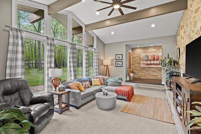 8445 S 44th St, Franklin, WI 53132 - living room with ceiling fan, carpet flooring, and recessed lighting