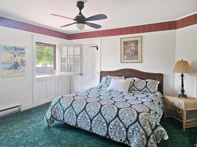933 Nebraska Row, La Pointe, WI 54850 - carpeted bedroom with baseboard heating and a ceiling fan