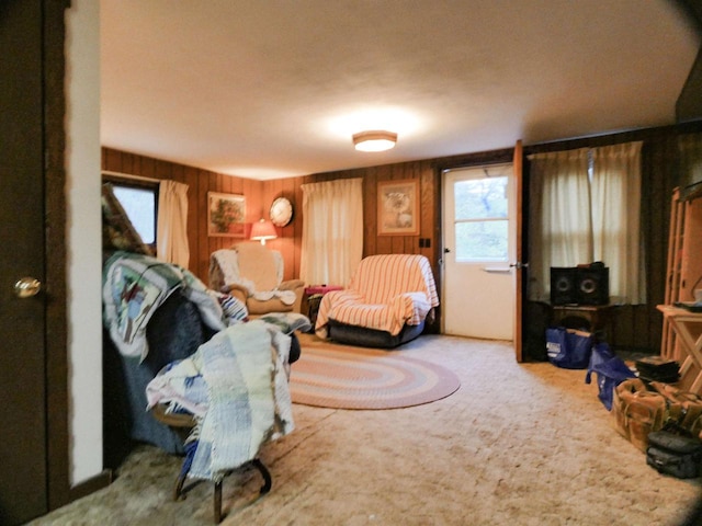 W8666 County Rd K, Elcho, WI 54428 - carpeted bedroom with multiple windows and wood walls