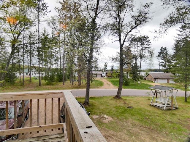 N11475 Post Lake Dr, Elcho, WI 54428 - deck featuring a lawn