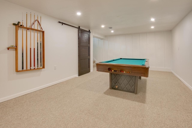 1349 93rd Ave, Kenosha, WI 53144 - game room featuring billiards, recessed lighting, carpet flooring, and baseboards
