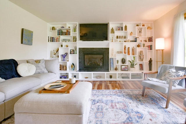 1349 93rd Ave, Kenosha, WI 53144 - living room featuring wood finished floors and a glass covered fireplace