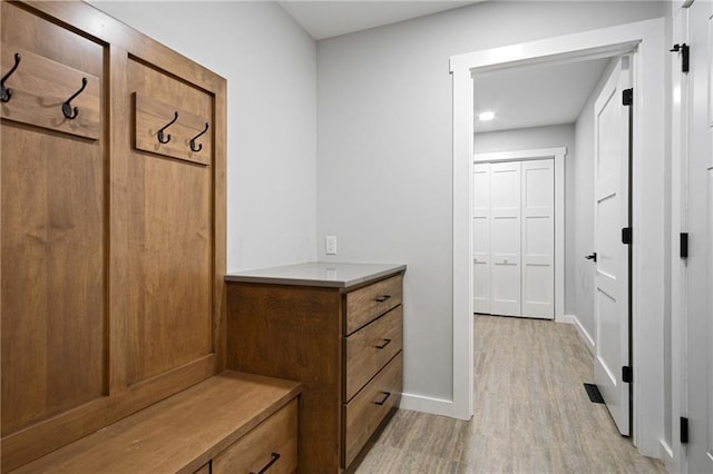 118 Dunn St, Colfax, WI 54730 - mudroom featuring light wood-style floors, baseboards, and recessed lighting