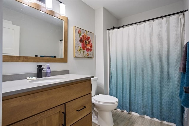 118 Dunn St, Colfax, WI 54730 - bathroom with toilet, vanity, and wood finished floors