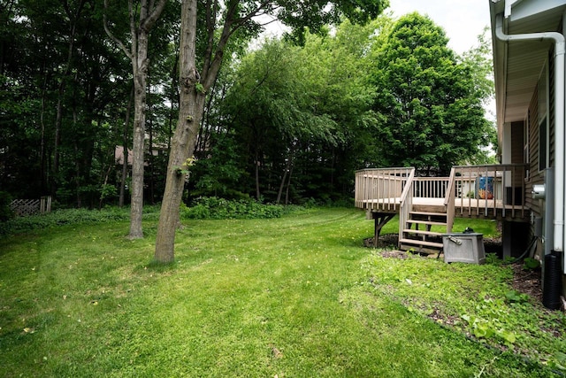 N100W14330 Sunburst Trl, Germantown, WI 53022 - view of grassy yard featuring a wooden deck