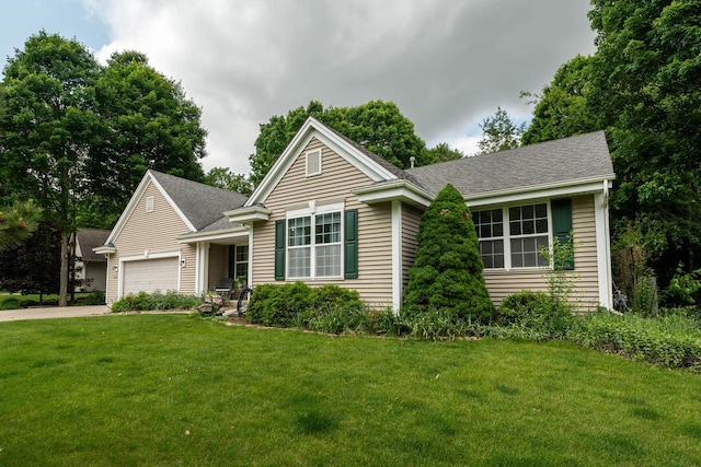 N100W14330 Sunburst Trl, Germantown, WI 53022 - single story home featuring a garage, a front yard, driveway, and a shingled roof