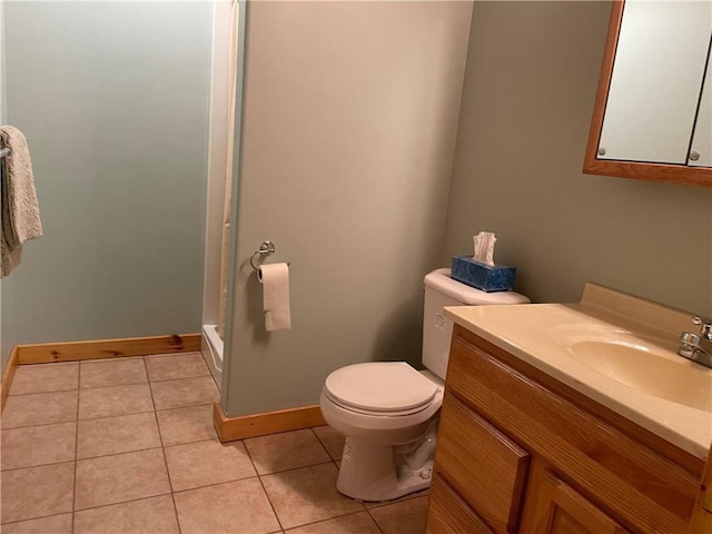 23165 Joy Villa Rd Unit 6, Glidden, WI 54527 - bathroom with tile patterned floors, vanity, a stall shower, toilet, and baseboards