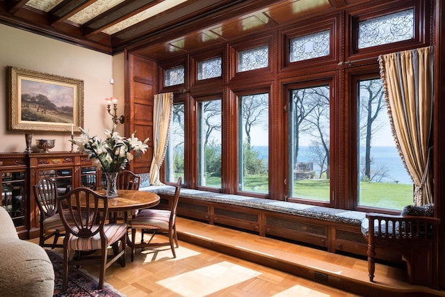 3432 N Lake Dr, Milwaukee, WI 53211 - dining space featuring beam ceiling and plenty of natural light