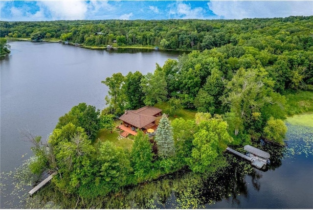20907 Erickson Ln, Grantsburg, WI 54840 - aerial view of property and surrounding area featuring a forest and a nearby body of water