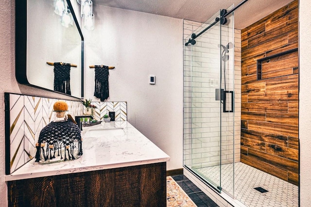 12711 Wind Point Rd, Manitowish Waters, WI 54545 - full bathroom featuring a shower stall and vanity