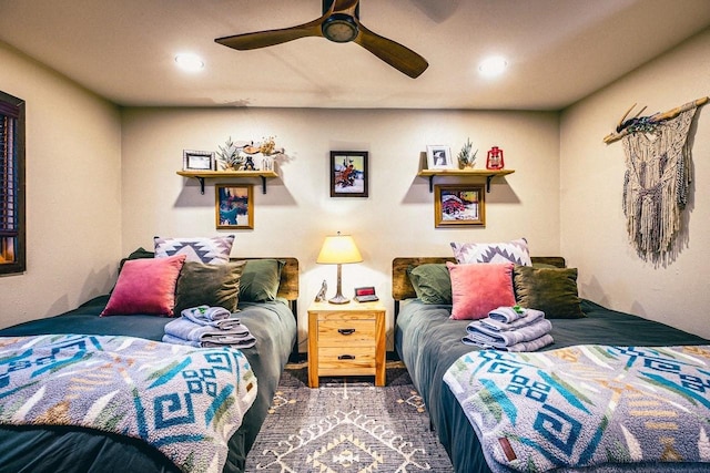 12711 Wind Point Rd, Manitowish Waters, WI 54545 - bedroom with recessed lighting and a ceiling fan
