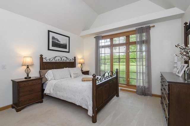 W360S9910 Markham Rd, Eagle, WI 53119 - bedroom with light carpet, lofted ceiling, and baseboards