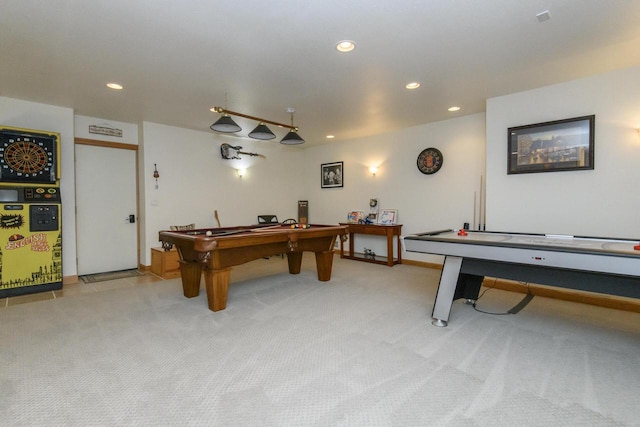 W360S9910 Markham Rd, Eagle, WI 53119 - game room featuring recessed lighting and light colored carpet