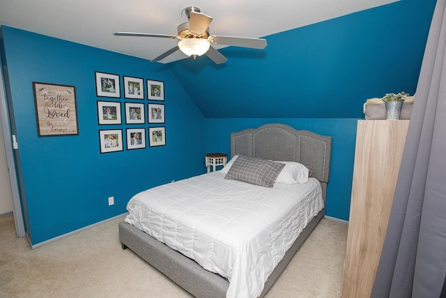 2373 S 83rd St, West Allis, WI 53219 - bedroom featuring carpet flooring, lofted ceiling, a ceiling fan, and baseboards