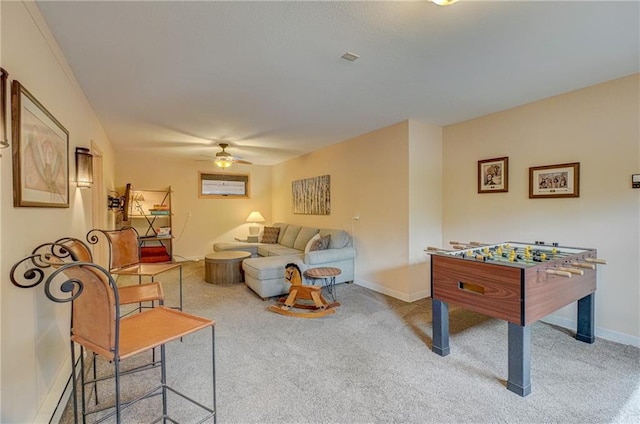 3844 State Road 77, Danbury, WI 54830 - carpeted living area featuring ceiling fan and baseboards