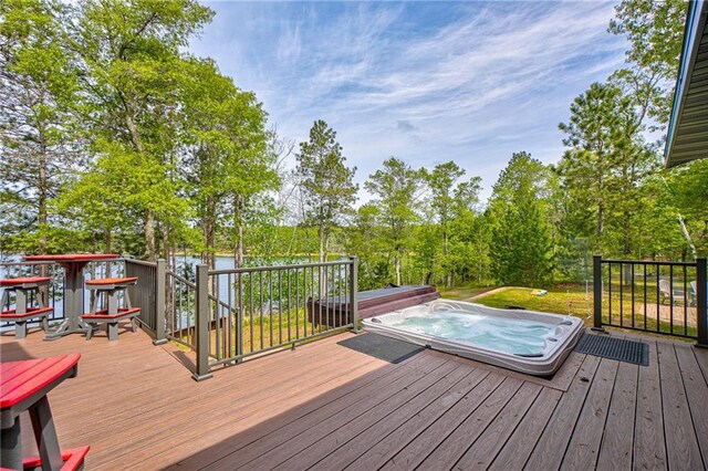 3844 State Road 77, Danbury, WI 54830 - deck featuring a covered hot tub