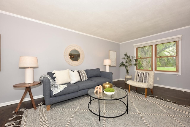 1429 W River Oaks Ln, Mequon, WI 53092 - living area with baseboards, wood finished floors, and crown molding