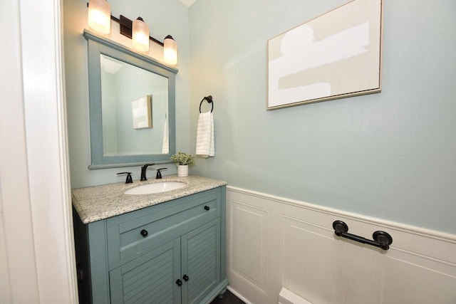 1429 W River Oaks Ln, Mequon, WI 53092 - bathroom with vanity and a wainscoted wall