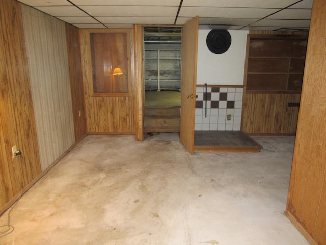 2022 N 20th St, Sheboygan, WI 53081 - finished basement with wooden walls and a paneled ceiling