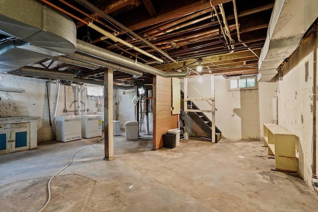 644 Crandall St, Madison, WI 53711 - below grade area featuring separate washer and dryer and stairway