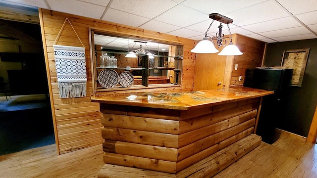 610 Fox Ridge Ct, Nekoosa, WI 54457 - indoor dry bar featuring wood finished floors, a paneled ceiling, and hanging light fixtures