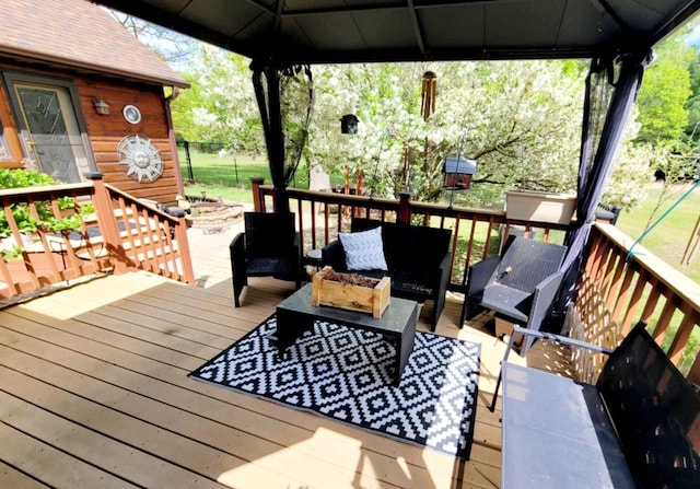 610 Fox Ridge Ct, Nekoosa, WI 54457 - wooden deck with a gazebo and outdoor lounge area