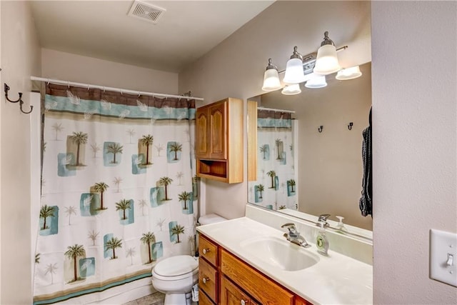 N4907 572nd St, Menomonie, WI 54751 - bathroom with toilet, vanity, curtained shower, and a chandelier