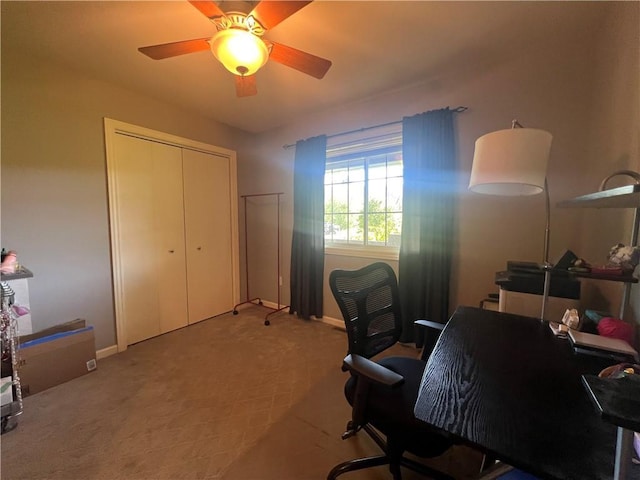N2673 464th St, Menomonie, WI 54751 - office area with carpet flooring, baseboards, and ceiling fan