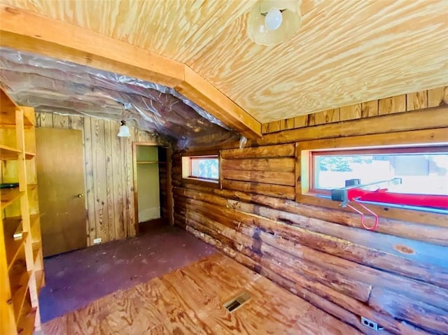 W6974 Bankers Dr, Minong, WI 54859 - basement with wood ceiling and wooden walls