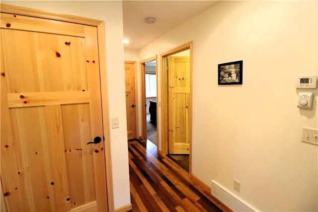 4315 Hector Dam Rd, Shell Lake, WI 54871 - hall featuring dark wood finished floors, baseboards, and recessed lighting