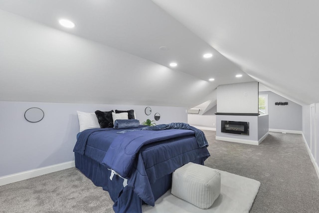 71 Menomonee St, Williams Bay, WI 53191 - carpeted bedroom with lofted ceiling, baseboards, and recessed lighting