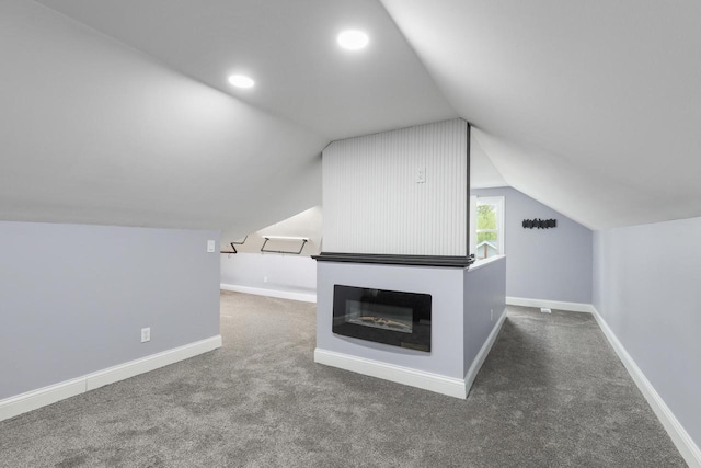 71 Menomonee St, Williams Bay, WI 53191 - bonus room with lofted ceiling, carpet flooring, baseboards, and recessed lighting