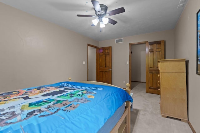 3196 Hidden Pond Rd, Green Bay, WI 54313 - bedroom with light colored carpet, a ceiling fan, and baseboards