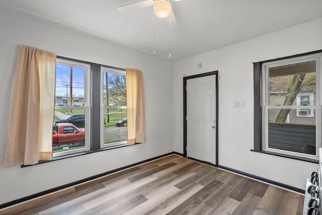 5432 25th Ave, Kenosha, WI 53140 - empty room featuring wood finished floors and ceiling fan