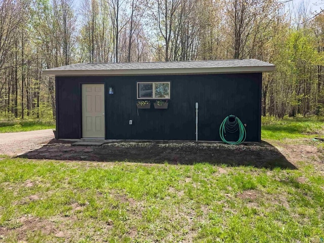 2270 N Shore Rd, La Pointe, WI 54806 - view of outbuilding with a wooded view