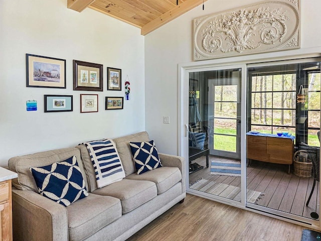 2270 N Shore Rd, La Pointe, WI 54806 - living room featuring plenty of natural light, wood finished floors, and wood ceiling