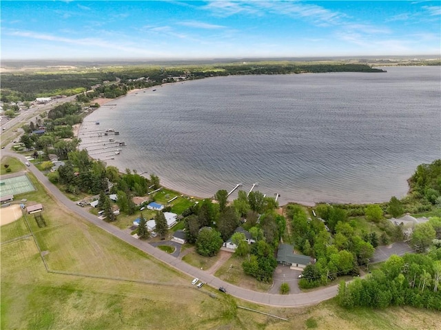 630 W Lake Dr, Shell Lake, WI 54871 - aerial view of property's location featuring a large body of water